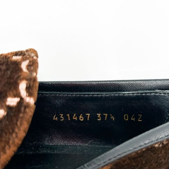 Gucci Loafers Horsebit Jordaan Velvet Flats GG Monogram Size 37.5, 7.5 - Picture 10 of 13